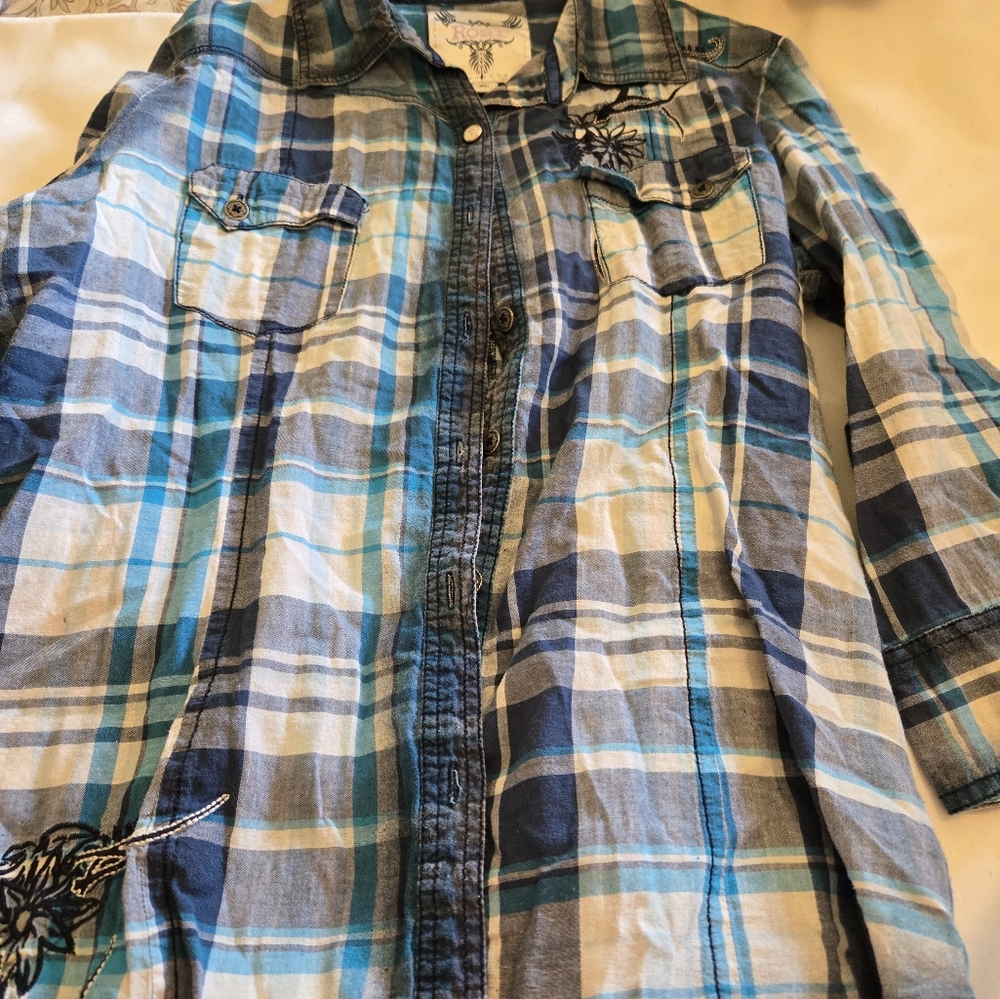 Blue Plaid Womens Shirt